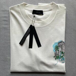 Amiri Men New Casual Cotton White T-shirt Size:XLarge